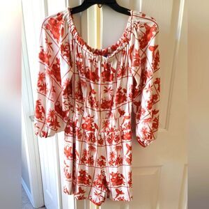 Farm Rio for Anthropologie Tropical Floral Romper XS